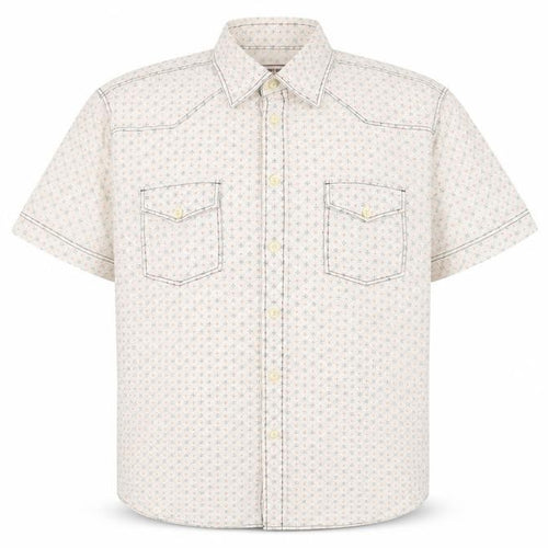 Jack & Jones Men's L White Geometric Short Sleeve Shirt