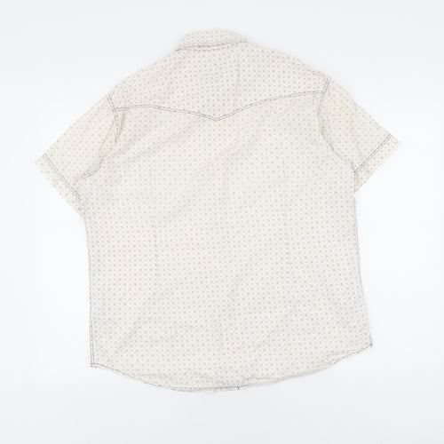 Jack & Jones Men's L White Geometric Short Sleeve Shirt