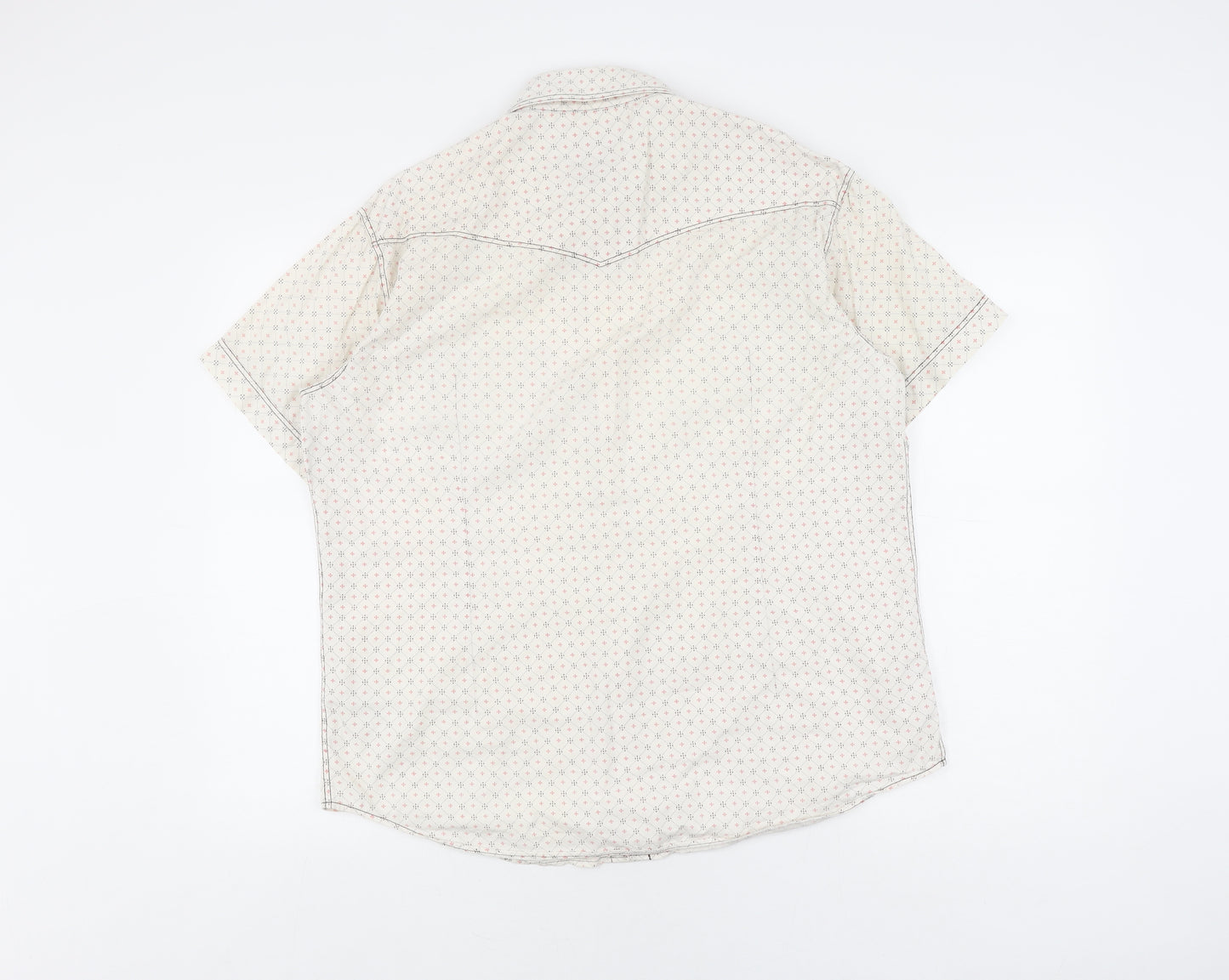Jack & Jones Men's L White Geometric Short Sleeve Shirt