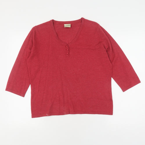 Eastex Women's Red Henley Jumper, Size 12