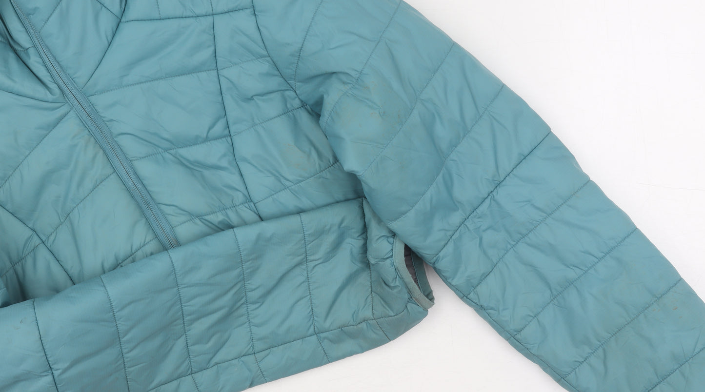 Decathlon Women's Blue Puffer Jacket-Mid-Length Hooded