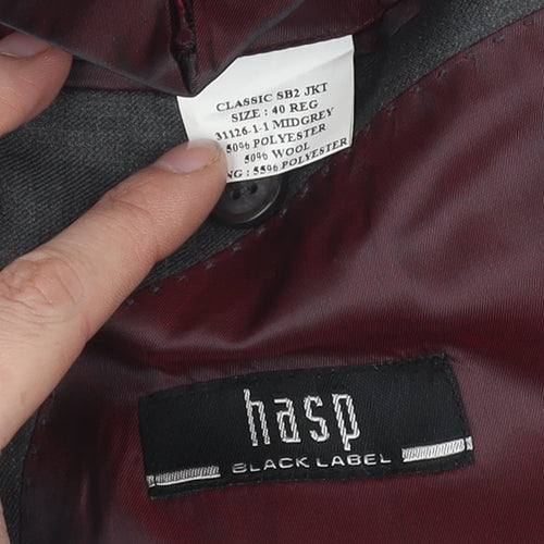 hasp Black Label Men's Grey Blazer 40R Classic Fit Jacket