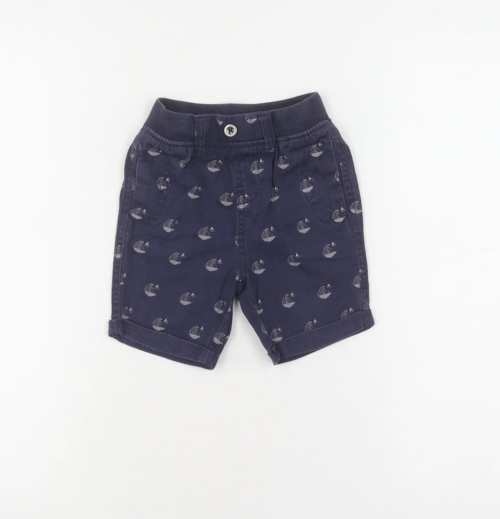 M&Co Unisex Toddler Blue Cotton Shorts 18-24 Months Nautical