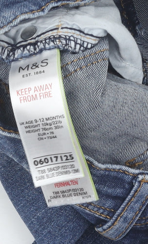 Marks and Spencer Blue Unisex Baby Jeans - 9-12 Months