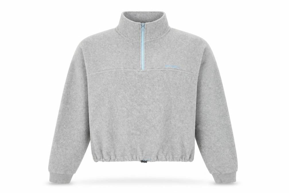 Front view of Urban unisex grey fleece sweatshirt m zip casual
