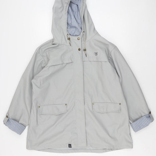 Lighthouse Women's Grey Raincoat, Size 20, Hooded, Zip