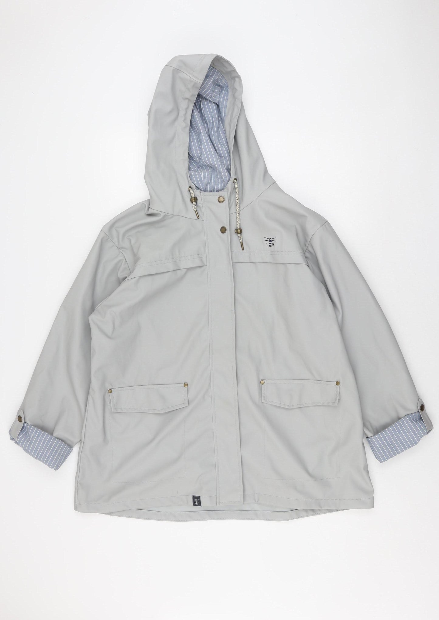 Lighthouse Women's Grey Raincoat, Size 20, Hooded, Zip