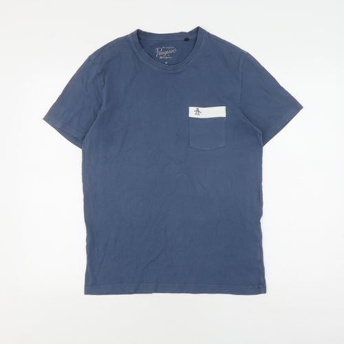 Penguin Men's Blue Crew Neck T-Shirt - Size M