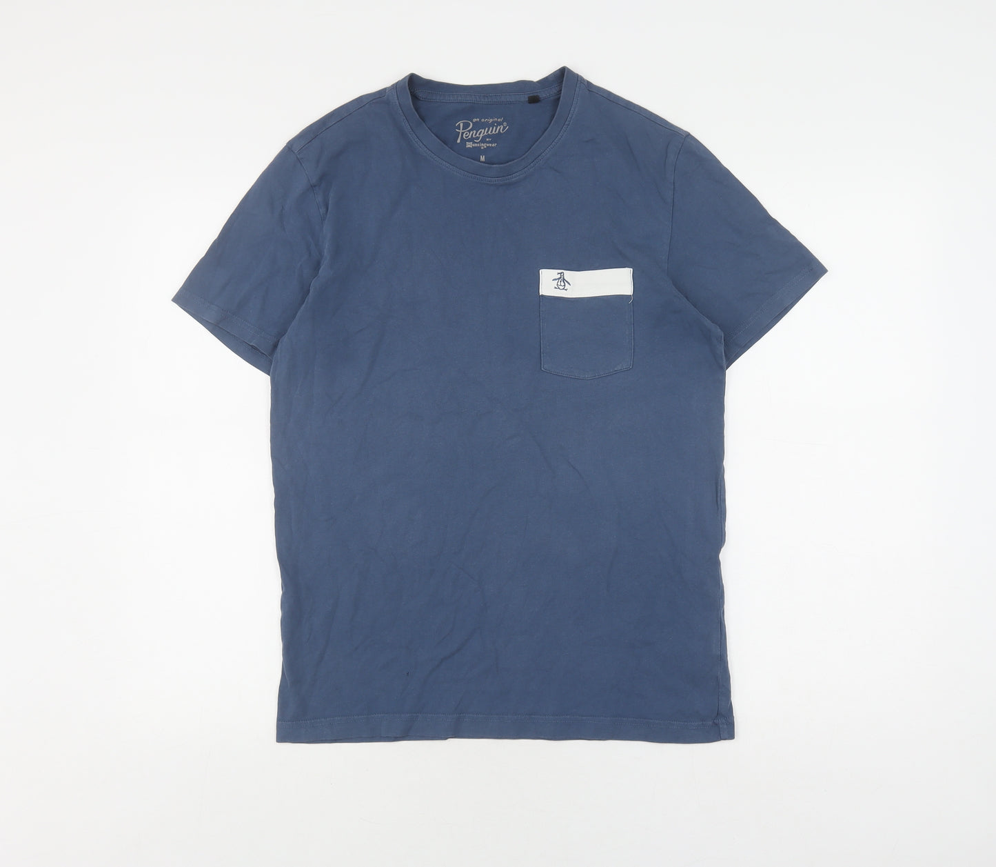 Penguin Men's Blue Crew Neck T-Shirt - Size M