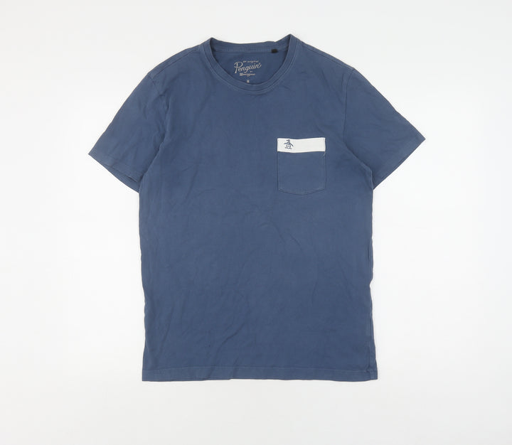 Penguin Men's Blue Crew Neck T-Shirt - Size M