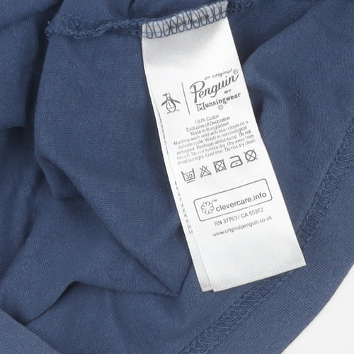 Penguin Men's Blue Crew Neck T-Shirt - Size M
