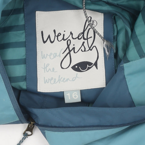 Weird Fish Women's Blue Waterproof Rain Coat Size 16