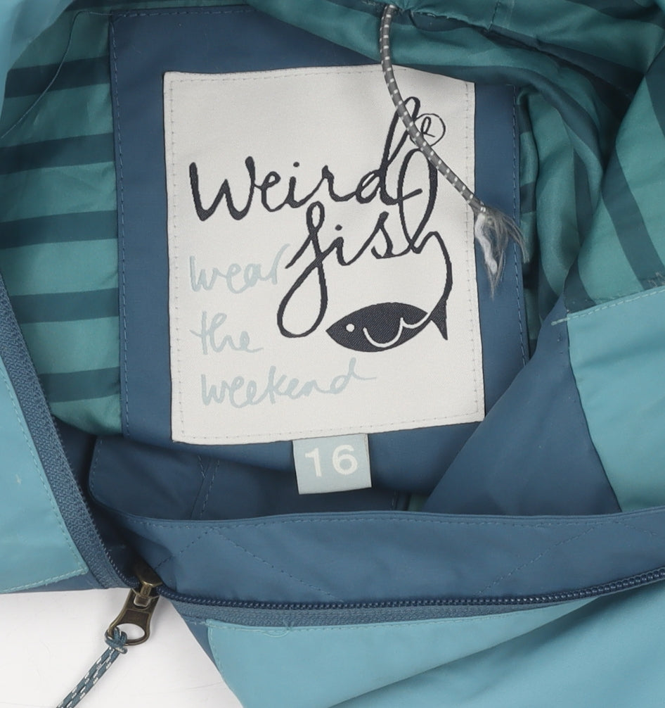 Weird Fish Women's Blue Waterproof Rain Coat Size 16