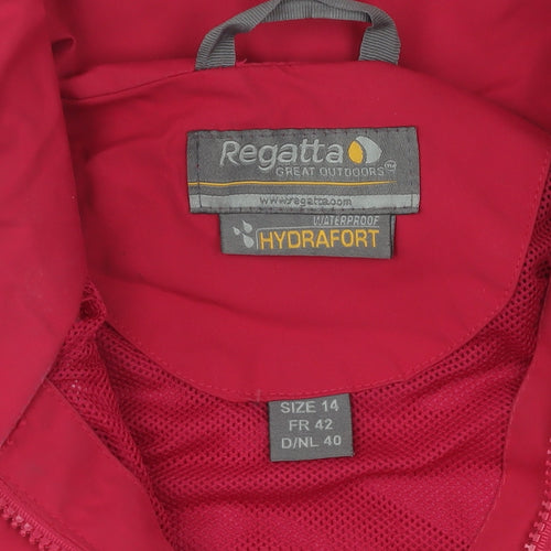 Regatta Women's Red Waterproof Hooded Rain Coat Size 14