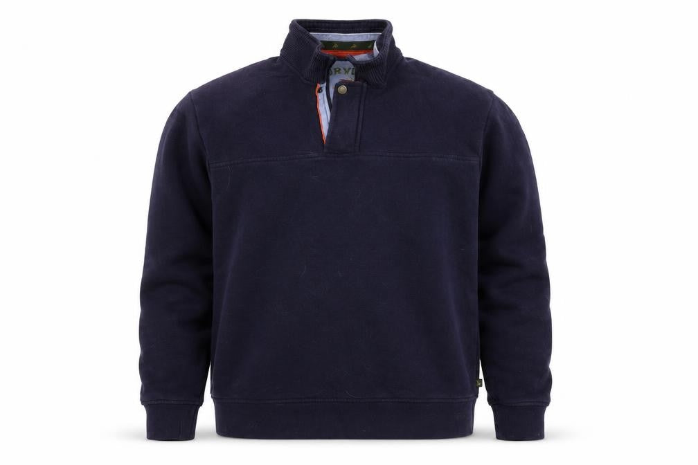 Front view of Orvis men’s blue pullover sweatshirt s - stylish & comfortable