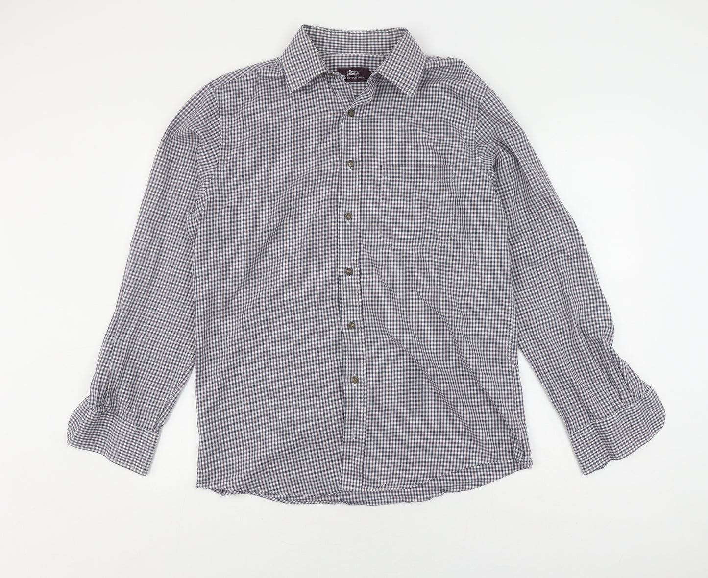 Marks and Spencer Men's Check Shirt 39in Multicoloured