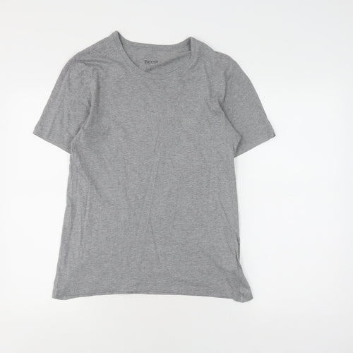 Hugo Boss Men's Grey Cotton T-Shirt, Size S, Short Sleeve