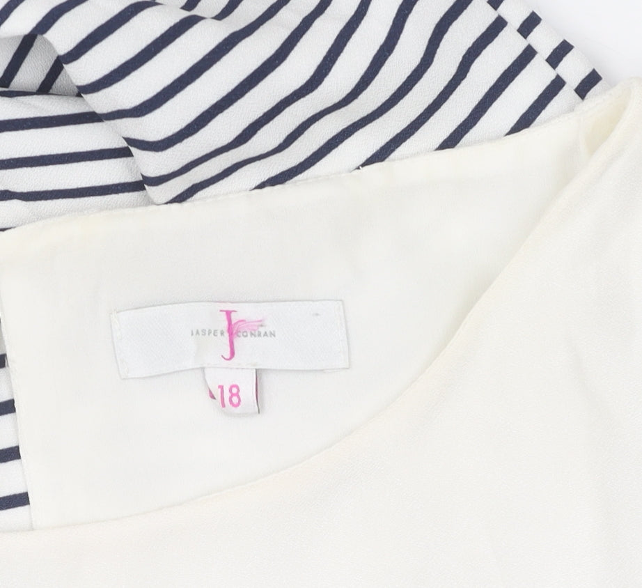 Jasper Conran Women's Ivory Striped Shift Dress Size 18