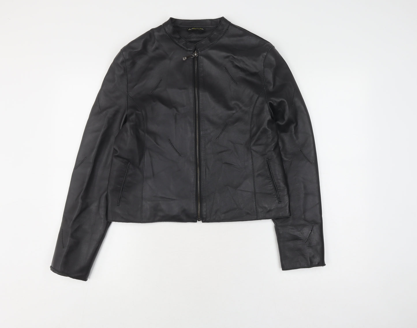 Summit Women's Black Leather Biker Jacket Size 14