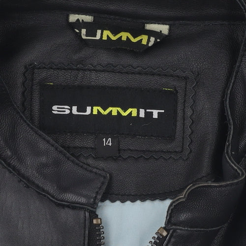Summit Women's Black Leather Biker Jacket Size 14