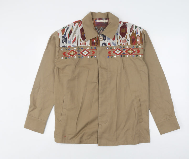 AZARA Women's Brown Aztec Embroidered Jacket M