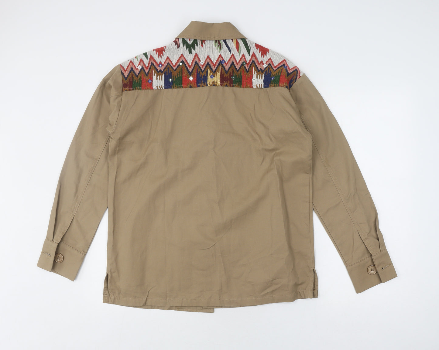 AZARA Women's Brown Aztec Embroidered Jacket M