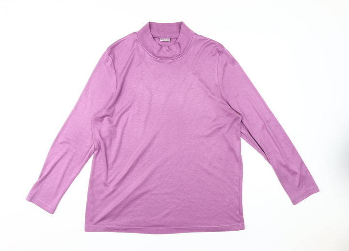 Damart Women's Purple XL Knit T-Shirt, High Neck, Long Sleeve
