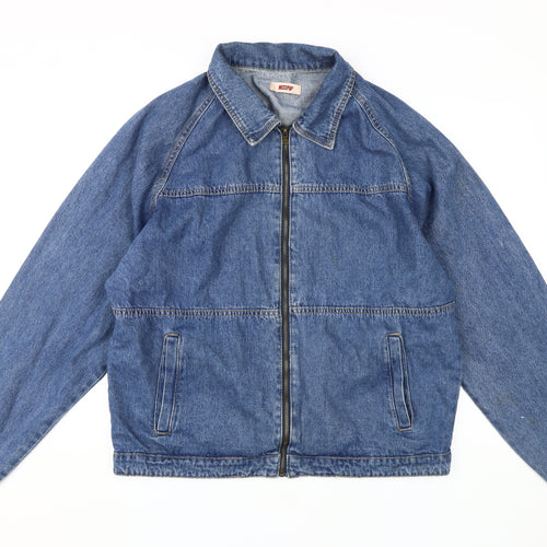 Misspap Women's Blue Denim Bomber Jacket Size 14