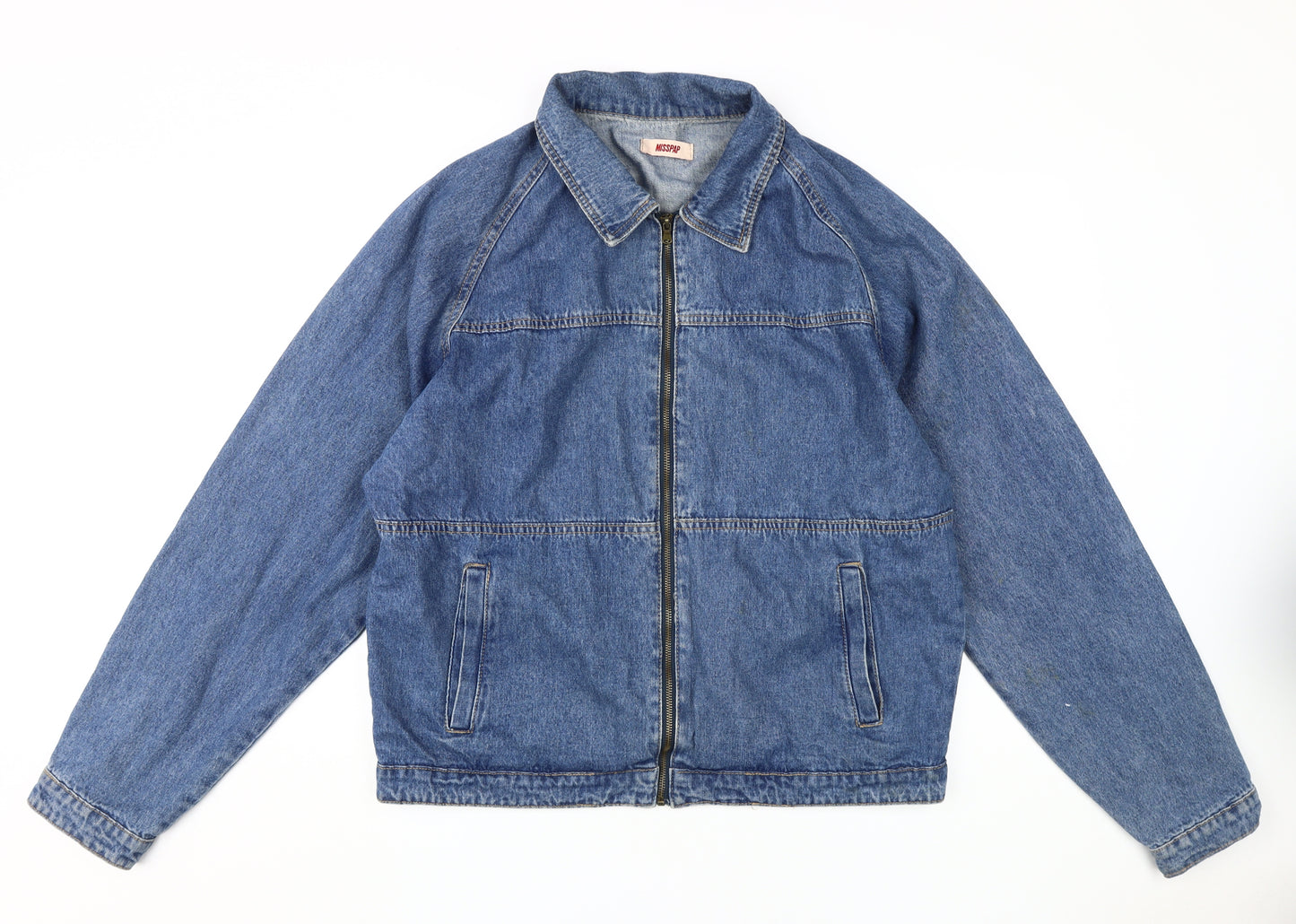 Misspap Women's Blue Denim Bomber Jacket Size 14