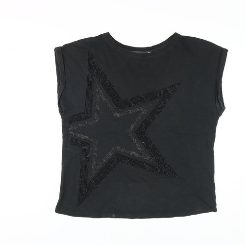 Mint Velvet Women's Black Sleeveless Sequin T-Shirt