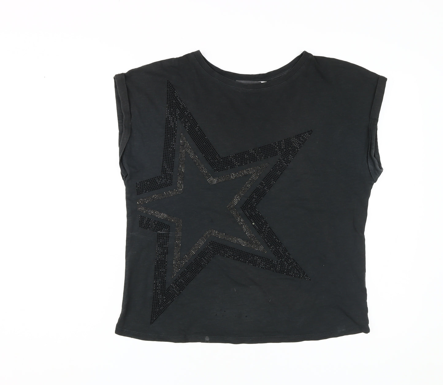 Mint Velvet Women's Black Sleeveless Sequin T-Shirt