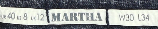 MARTHA Women's Blue Straight Jeans, Size 12