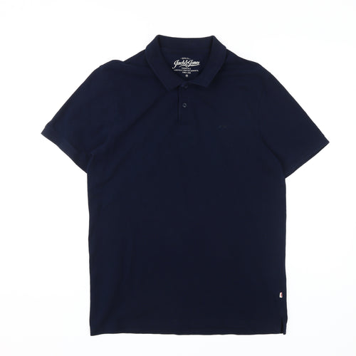 Jack & Jones Men's Blue Polo Shirt M Short Sleeve Casual