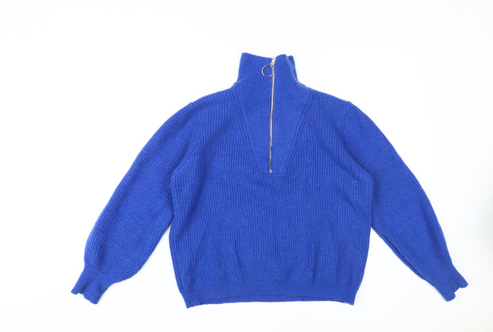Kilky Paris Women's Blue Mock Neck Full Zip Jumper