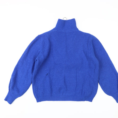Kilky Paris Women's Blue Mock Neck Full Zip Jumper