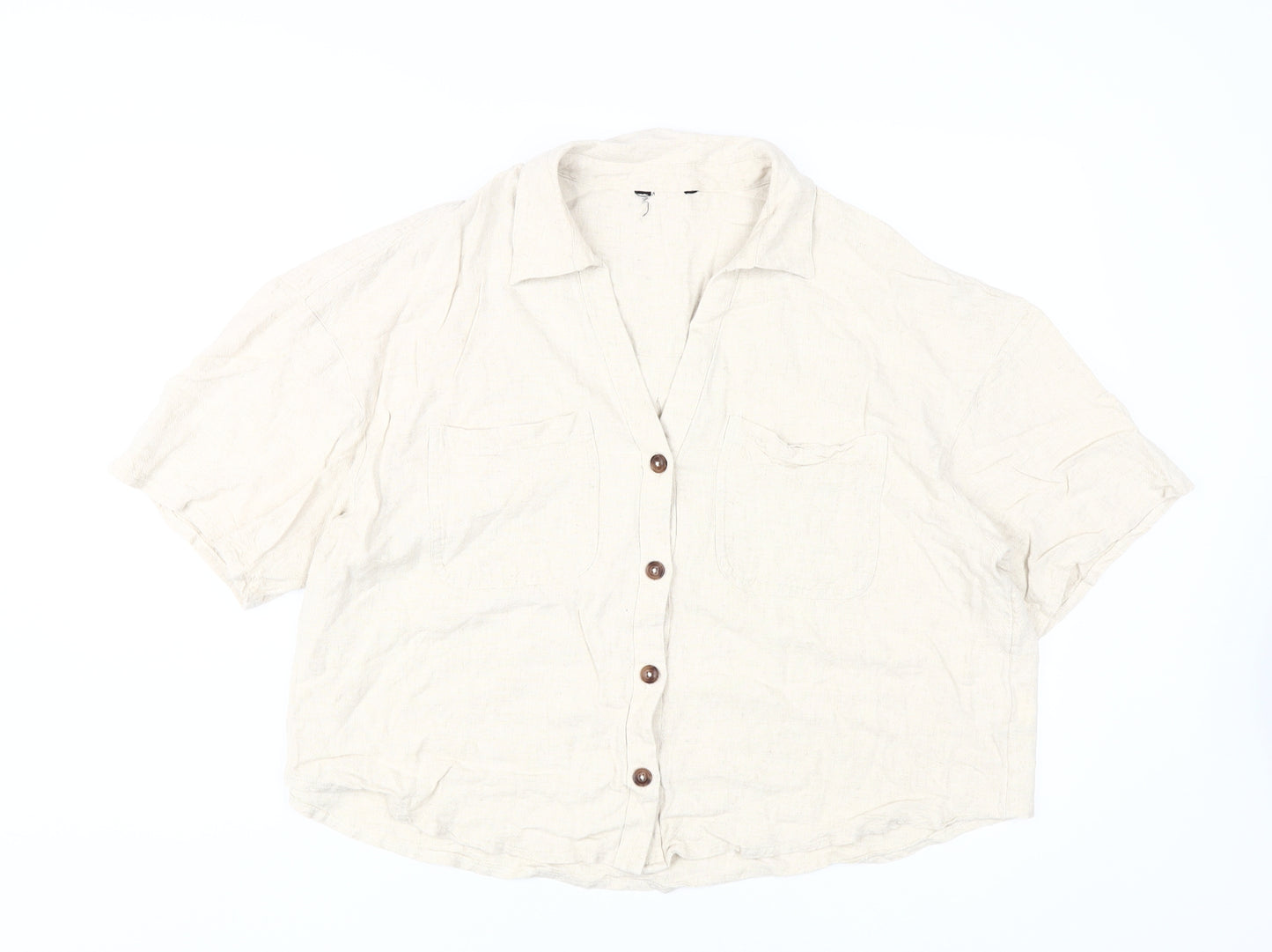 New Look Women's Beige Button-Up Shirt, Size 20