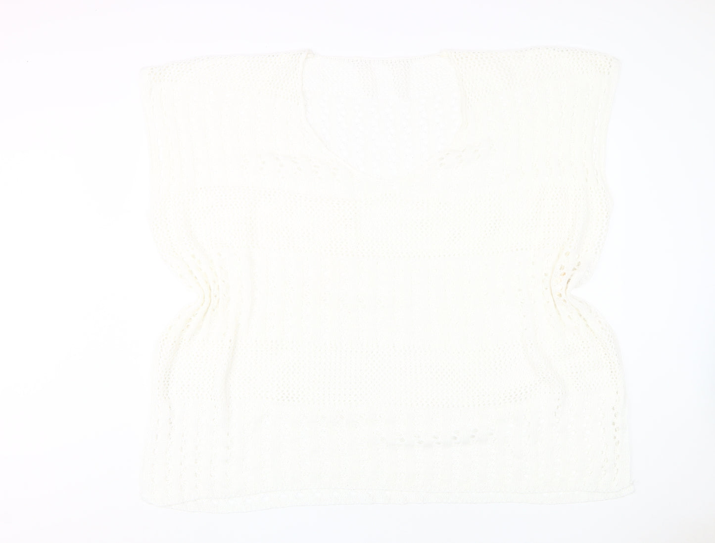 Cupshe Women's White Beach Cover Up, Size L, Lightweight Acrylic