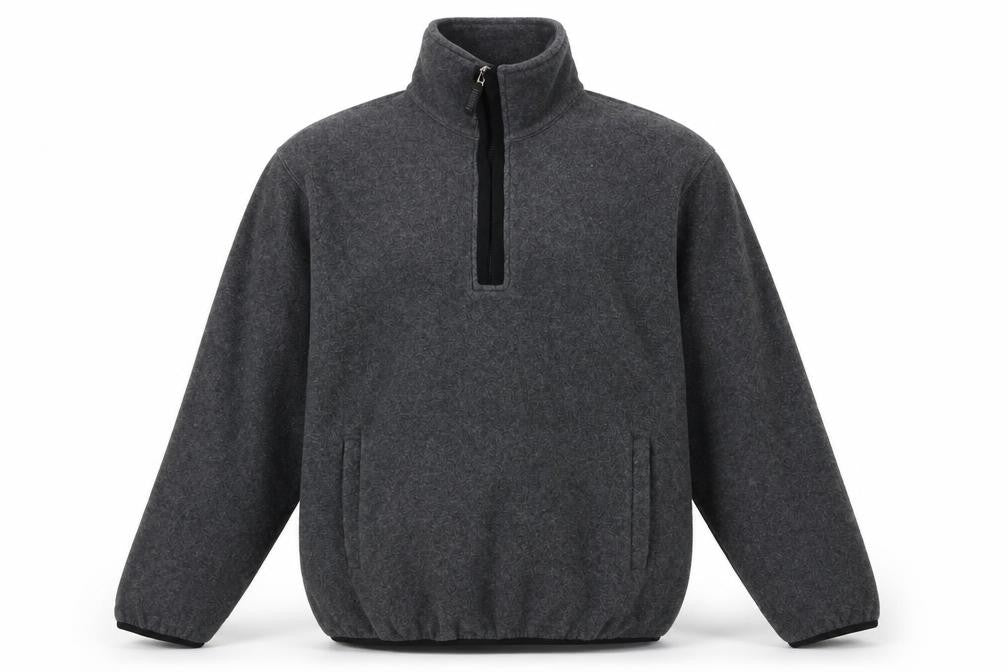 Front view of Giordano Men's Grey 1/4 Zip Fleece Jacket M