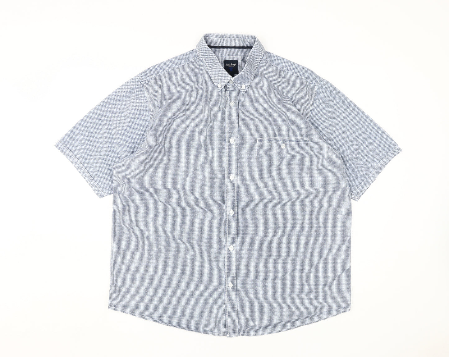 James Pringle Men's Blue Cotton Button-Up Shirt L