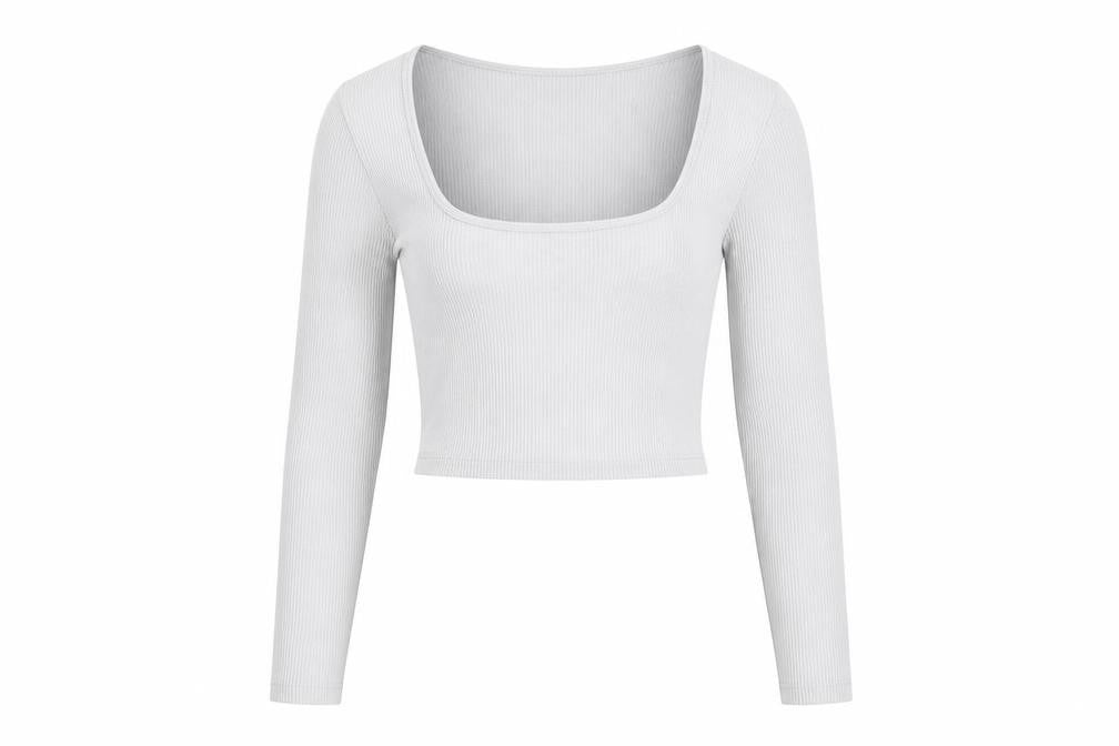 Front view of Zara Women's XS Grey Cropped Knit Blouse