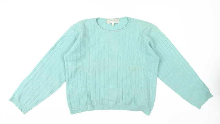 Compliments Women's Green Cable-Knit Pullover Jumper L