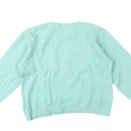 Compliments Women's Green Cable-Knit Pullover Jumper L