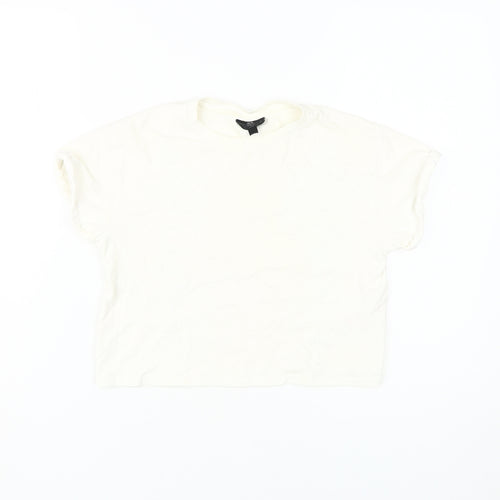 Topshop Women's White Basic T-Shirt, Size 4, Short Sleeve