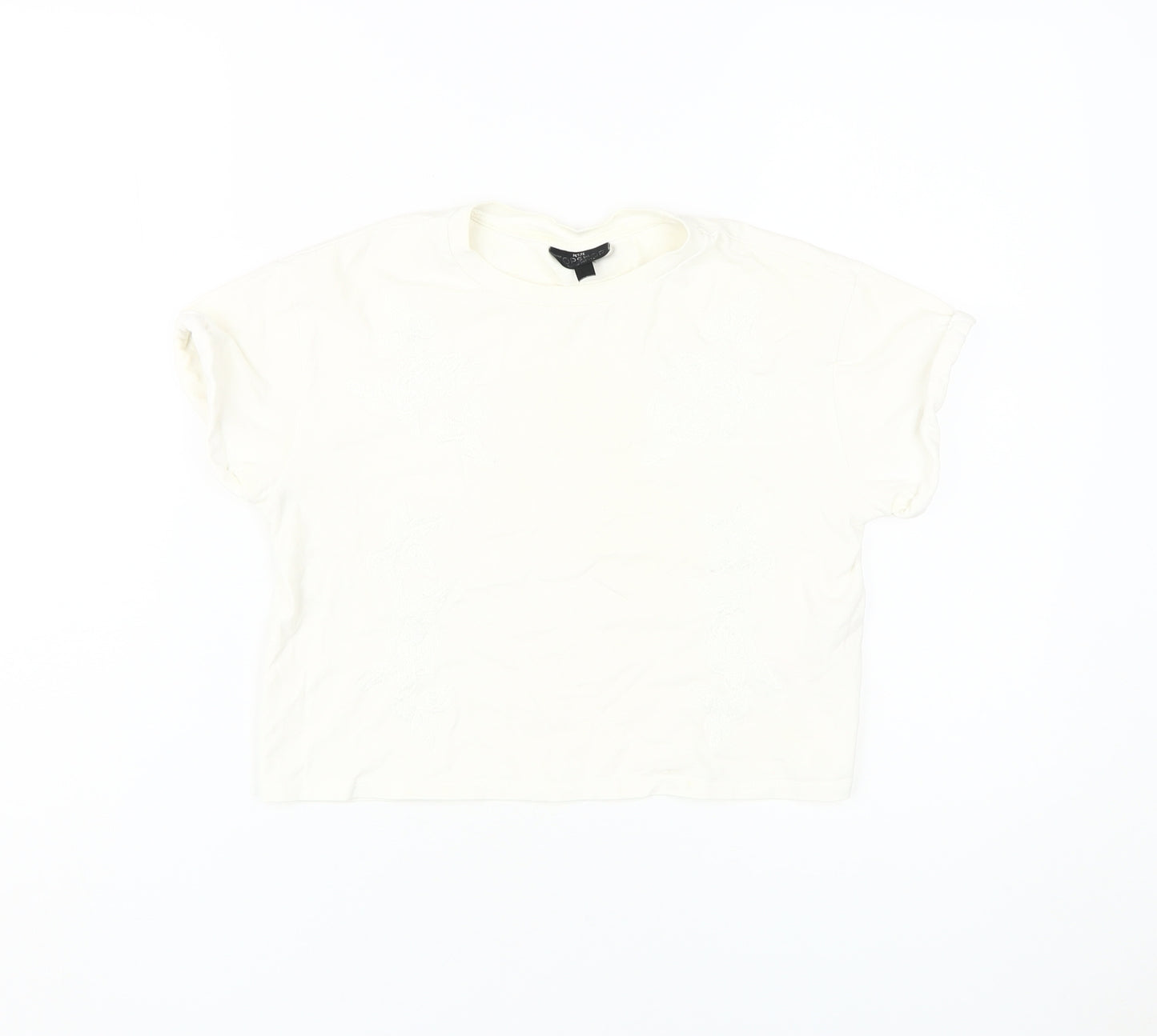 Topshop Women's White Basic T-Shirt, Size 4, Short Sleeve