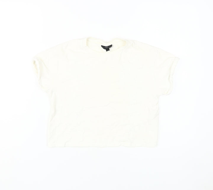 Topshop Women's White Basic T-Shirt, Size 4, Short Sleeve