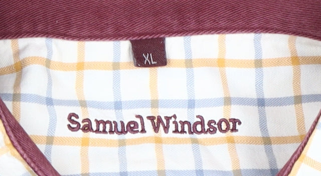 Samuel Windsor Men's Yellow Check Short Sleeve Shirt XL