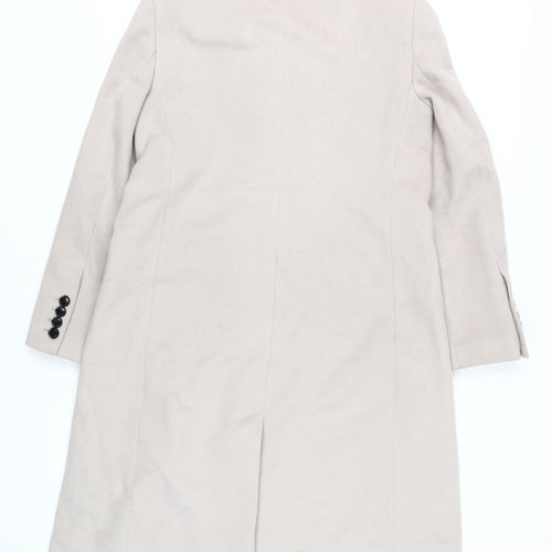 Reiss Women's Beige Wool Blend Long Overcoat, Size 14