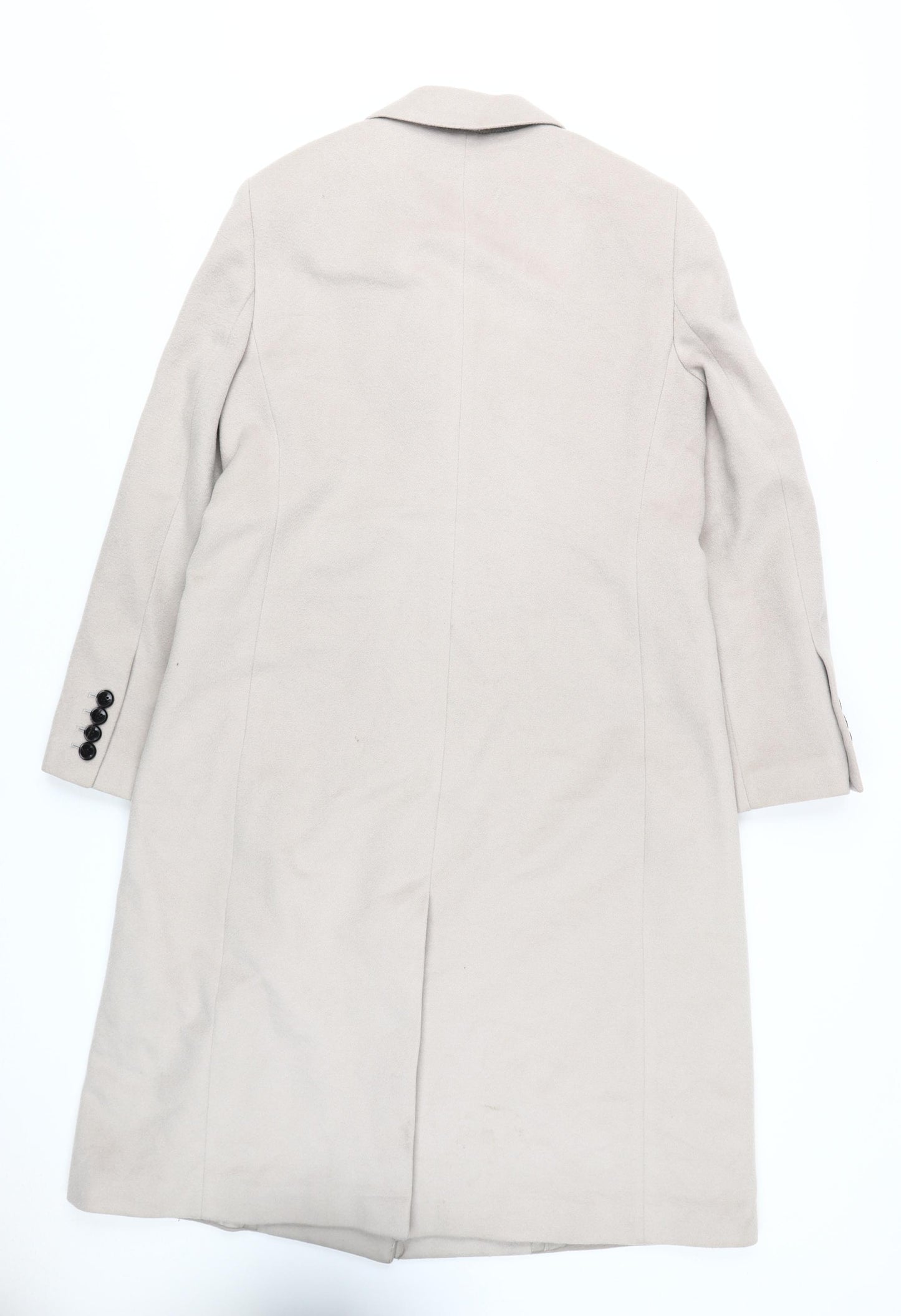 Reiss Women's Beige Wool Blend Long Overcoat, Size 14