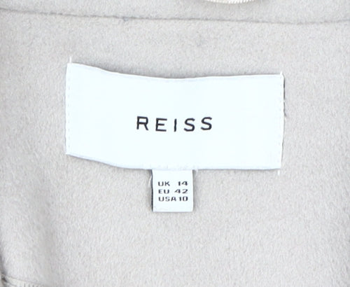 Reiss Women's Beige Wool Blend Long Overcoat, Size 14