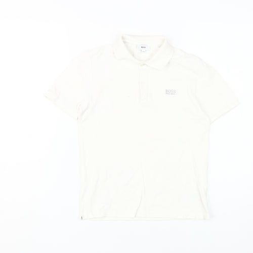 Hugo Boss Boys White Polo Shirt XS Short Sleeve Logo